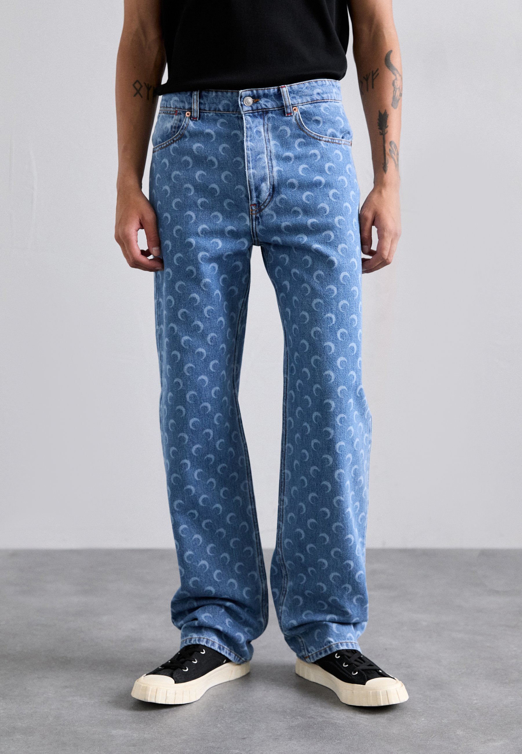 MARINE SERRE MOON LASER LOOSE - Straight leg jeans - light blue