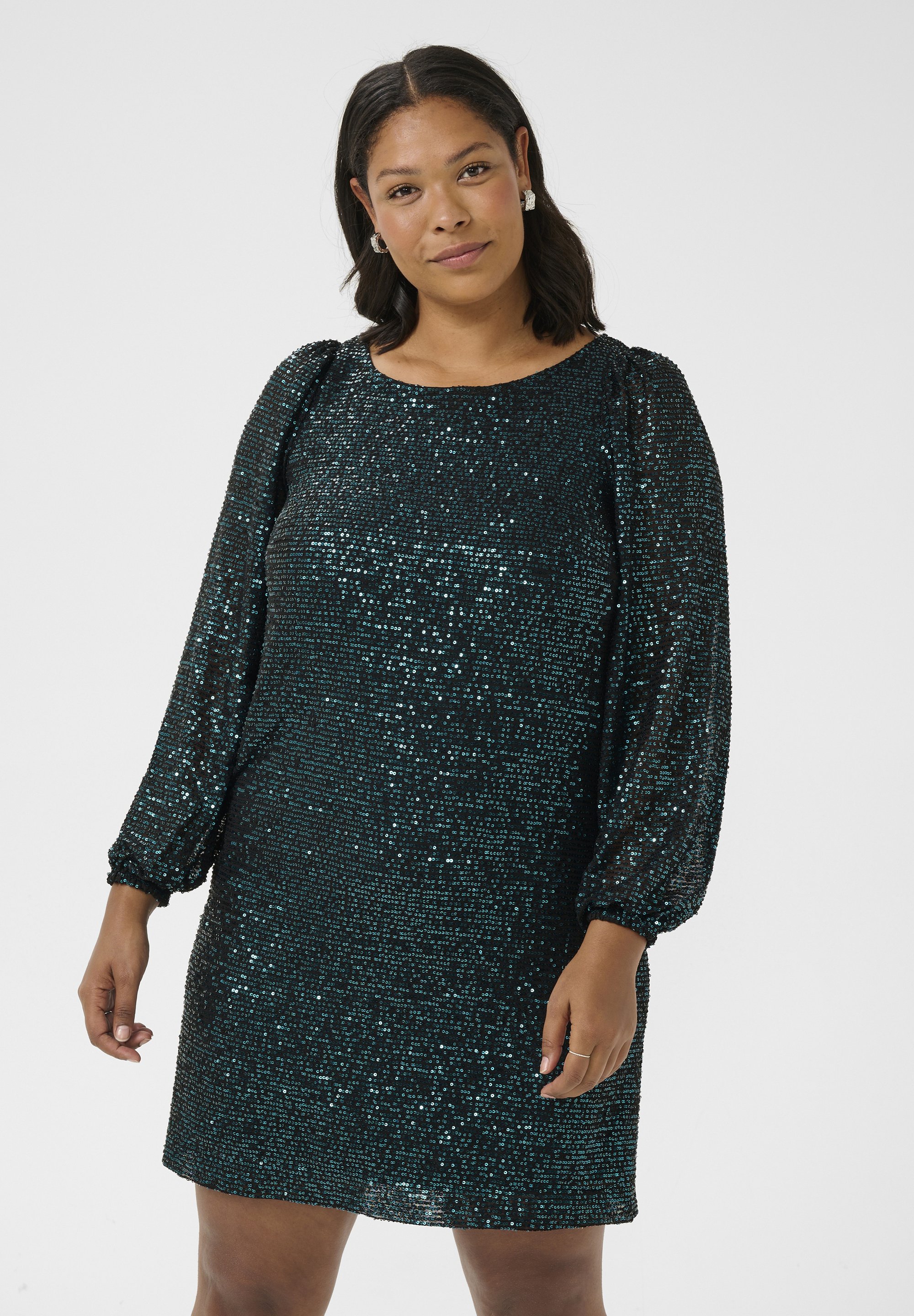 Kaffe Curve KClaila Dress - Cocktail dress / Party dress - dark green sequin/dark  green - Zalando.ie