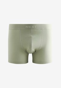 Světlé zelené boxerky vyrobené z měkké látky, s hladkým pasem se slovem "NEXT" vytištěným v kontrastní barvě.