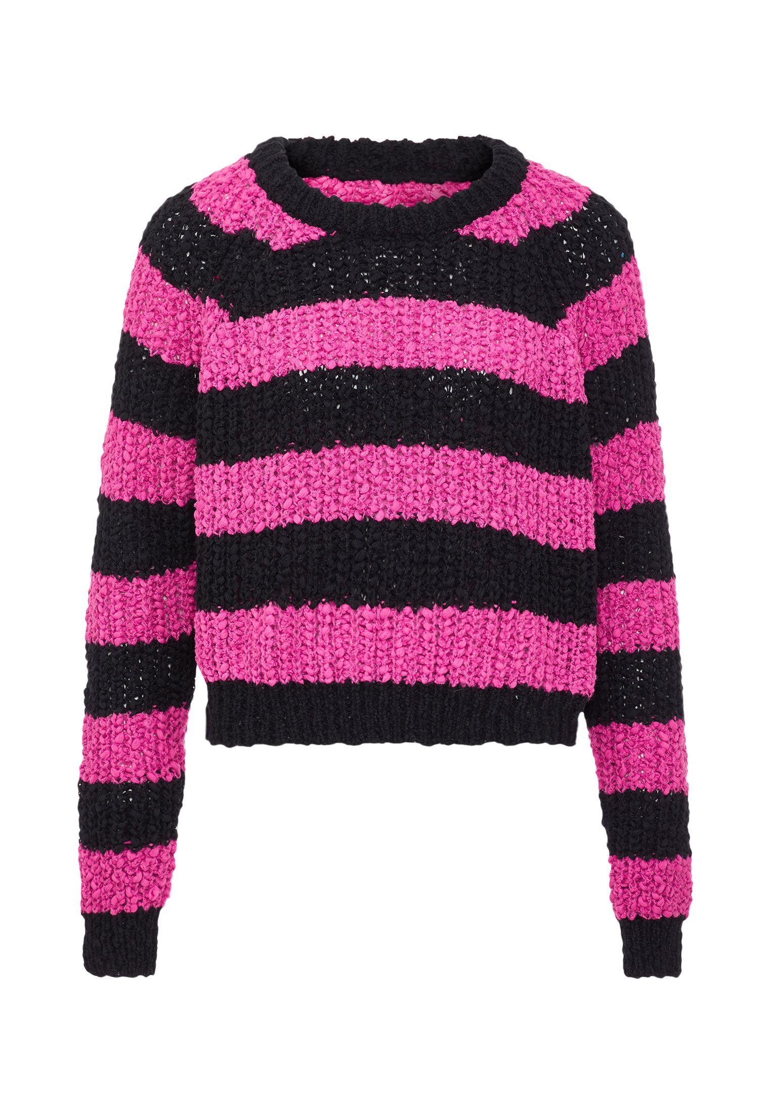 myMo Strickpullover schwarz lila/pink