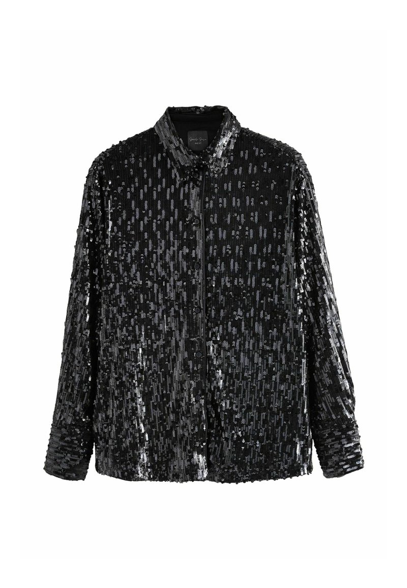 Chemisier Femme Next Taille 6 - Noir - Manches Longues - Coton - Occasion Très Bon État
