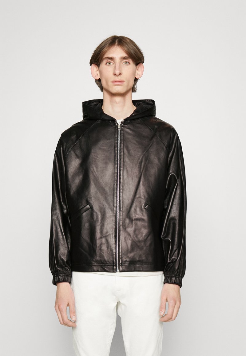 FRAME HOODIE Leather jacket noir/black Zalando.co.uk