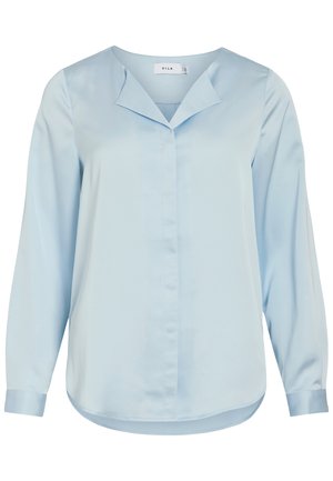 VILA, VIELLETTE V-NECK L/S SATIN SHIRT - NOOS - Pluus - nantucket breeze
