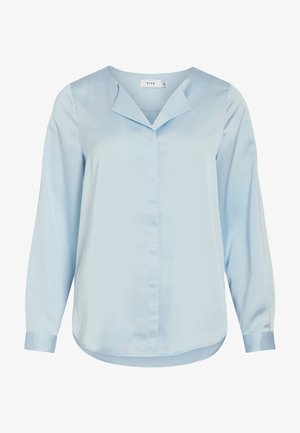VILA, VIELLETTE V-NECK L/S SATIN SHIRT - NOOS - Pusero - nantucket breeze