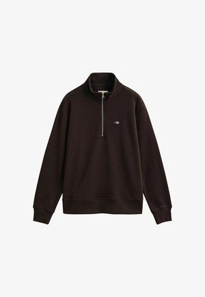 GANT, SHIELD HALF-ZIP - Sweatshirt - deep brown