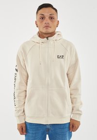 EA7 Emporio Armani LOGO - Felpa con zip - whitecap grey
