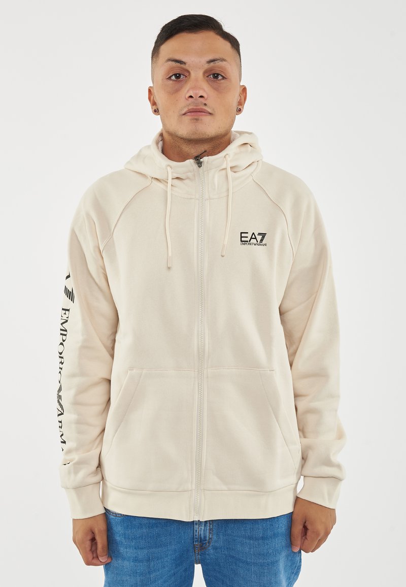 EA7 Emporio Armani LOGO - Felpa con zip - whitecap grey