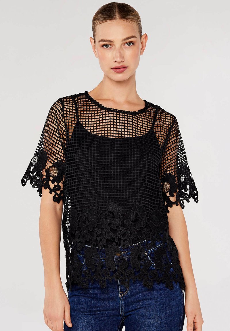 Top Noir En Guipure (dentelle) BY YOUNG - Taille TL - Composition Polyamide/élasthanne - Neuf Avec étiquettes