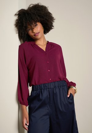 LolaLiza, FLUID BLOUSE WITH MAO COLLAR FLUID BLOUSE WITH MAO COLLAR - Blouse - bordeaux wine