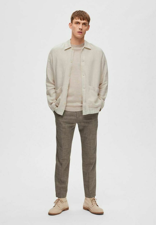 SLHSLIM-OASIS TRS NOOS - Trousers - dark sand melange2