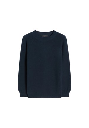 Maglione blu navy a girocollo lavorato a maglia con maniche raglan lunghe e polsini e orlo a coste.