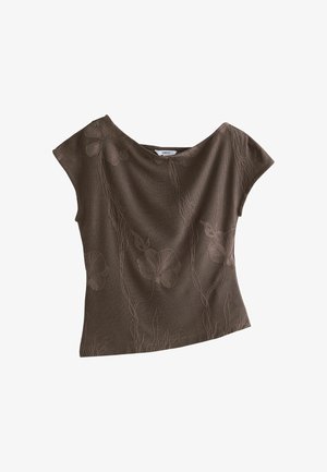 Next, REGULAR FIT - SHORT SLEEVED CORNELLI DRAPE TOP - T-Shirt print - chocolate brown