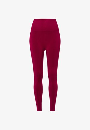 Dopasowane legginsy w intensywnym kolorze magenty, wykonane z gładkiego, elastycznego materiału. Wysoki pas zapewnia bezszwową sylwetkę.