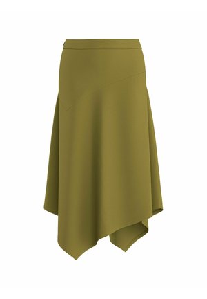 HYPEDROP, MIDI SKIRT HDJANA MW ASYMMETRIC - Jupe trapèze - green moss