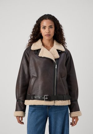 VMJOANNA JACKET - Imitert skinnjakke - chocolate torte/silver mink