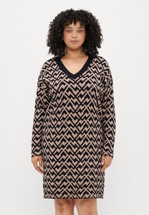 VMCARIA BATWING DRESS - Gebreide jurk - black/silver mink