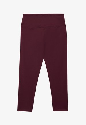 Bordeaux leggingsit, joissa on korkea vyötärö, valmistettu sileästä, joustavasta kankaasta. Ominaisuudet saumaton muotoilu ilman ulkoisia taskuja.