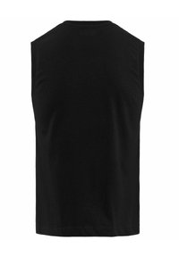 Canottiera nera senza maniche con scollo rotondo. Realizzata in cotone, presenta una texture liscia e non ha ulteriori pattern o accenti.