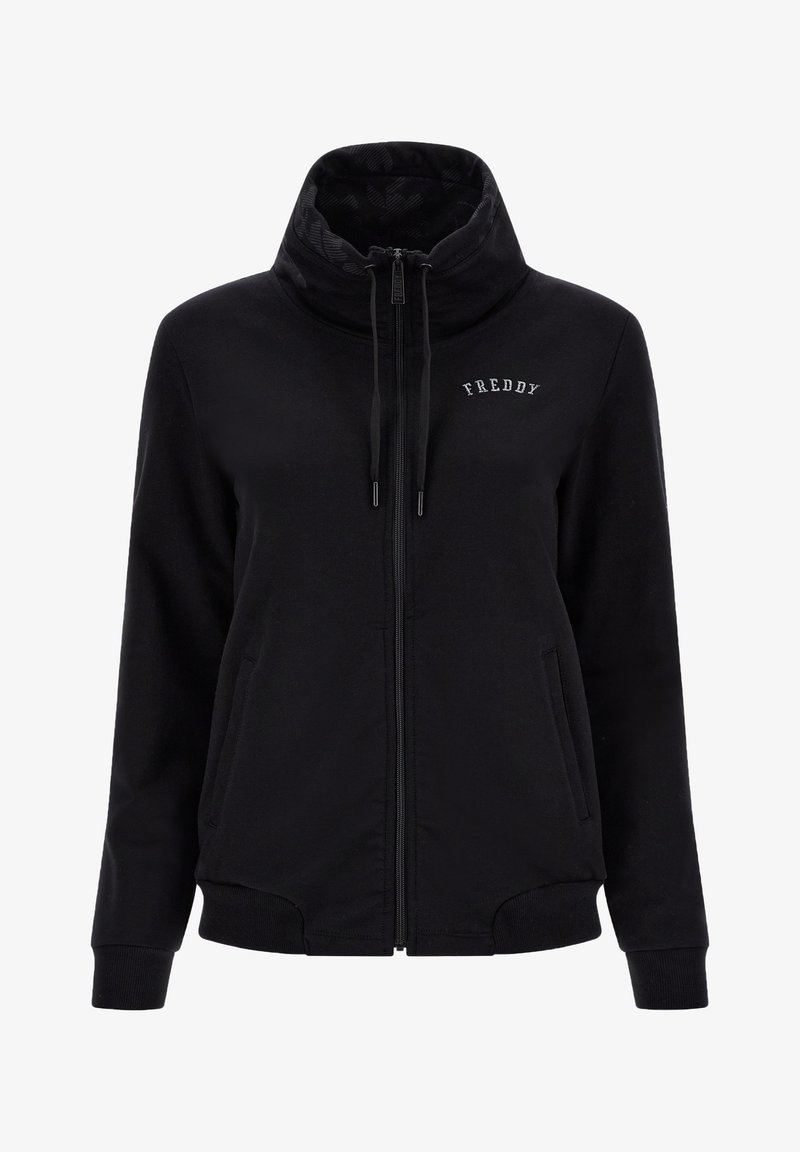 FREDDY - Felpa Donna Con Zip E Collo Alto Con Interno Paisley, Donna, Bianco, Extra Large