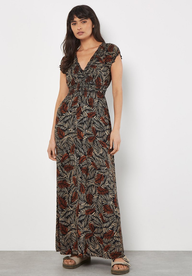 Apricot RUSTIC LEAF PRINT SMOCKED - Maxikleid - rust