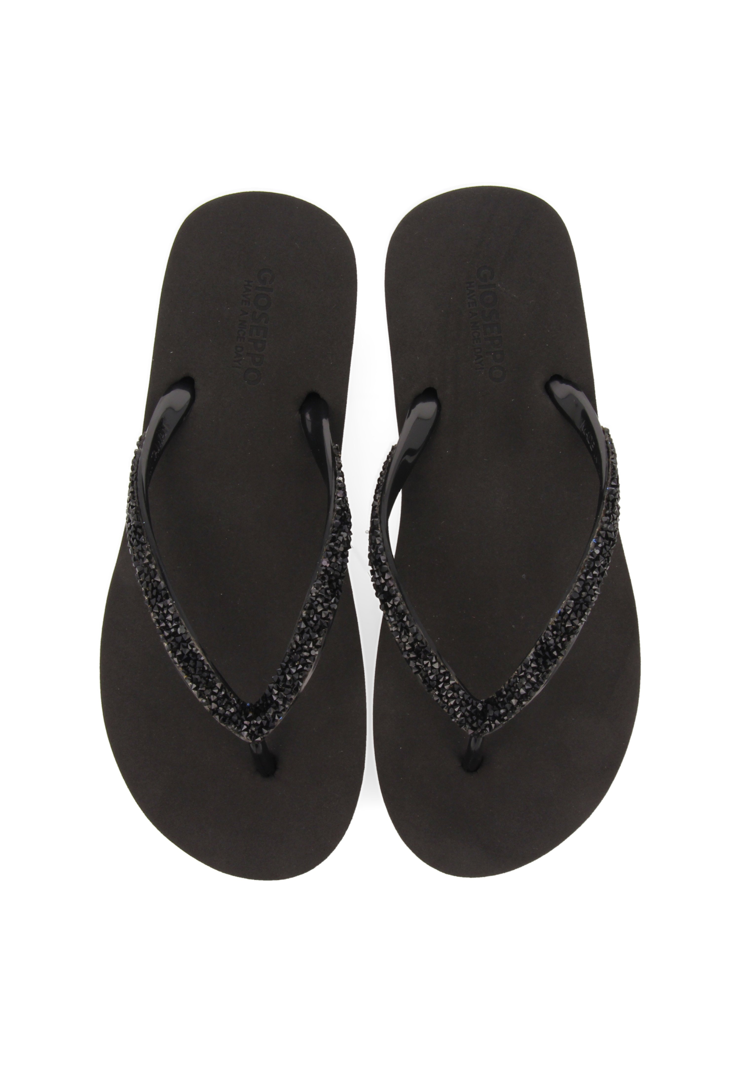Gioseppo CHANCLAS PLATEADAS CON ADORNO DE CRISTALES - Sandalias de dedo -  black/negro - Zalando.es