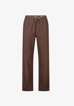 Braune Freizeithose mit elastischem Bund und Kordelzug, geradem Bein und Seitentaschen.