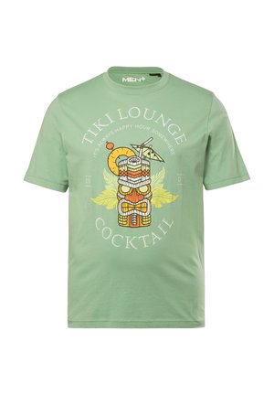 Men Plus, T-SHIRT, SHORT SLEEVES, PRINT, CREW NECK, UP TO 8XL - T-shirt print - turquoise