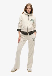 Superdry & Co ATHLETIC ESSENTIALS CROP - Sudadera con cremallera - turtledove cream