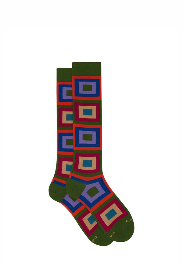 WITH CONCENTRIC SQUARE PATTERN - Socken - verde