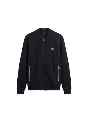 Antony Morato, FLEECE JACKET REGULAR  FIT INTERLOCK FABRIC  WITH  METAL PLATE ON HEART - Chaquetas bomber - black
