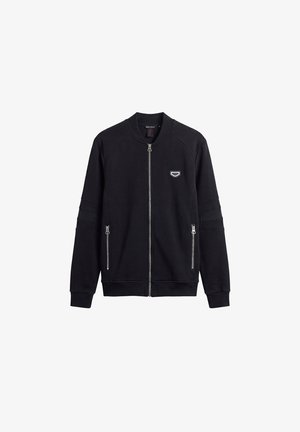 Antony Morato, FLEECE JACKET REGULAR FIT INTERLOCK FABRIC WITH METAL PLATE ON HEART - Chaquetas bomber - black
