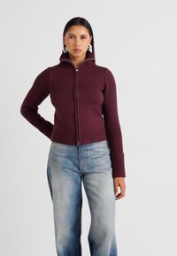 Weekday WINONA ZIP CARDIGAN - Kardigan - dark red