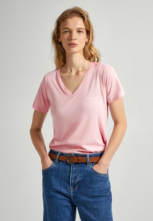 LORETTE V NECK - Osnovna majica kratkih rukava - pink