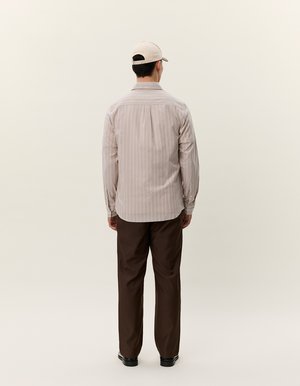 KONRAD MELANGE STRIPED - Bluza s gumbima - dark sand