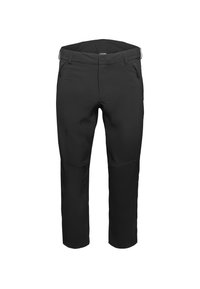 Zwarte technische broeken met een slim fit, voorzien van een rechte voorkant, twee zijzakken en versterkte kniezakken. Gemaakt van duurzame, rekbare stof.