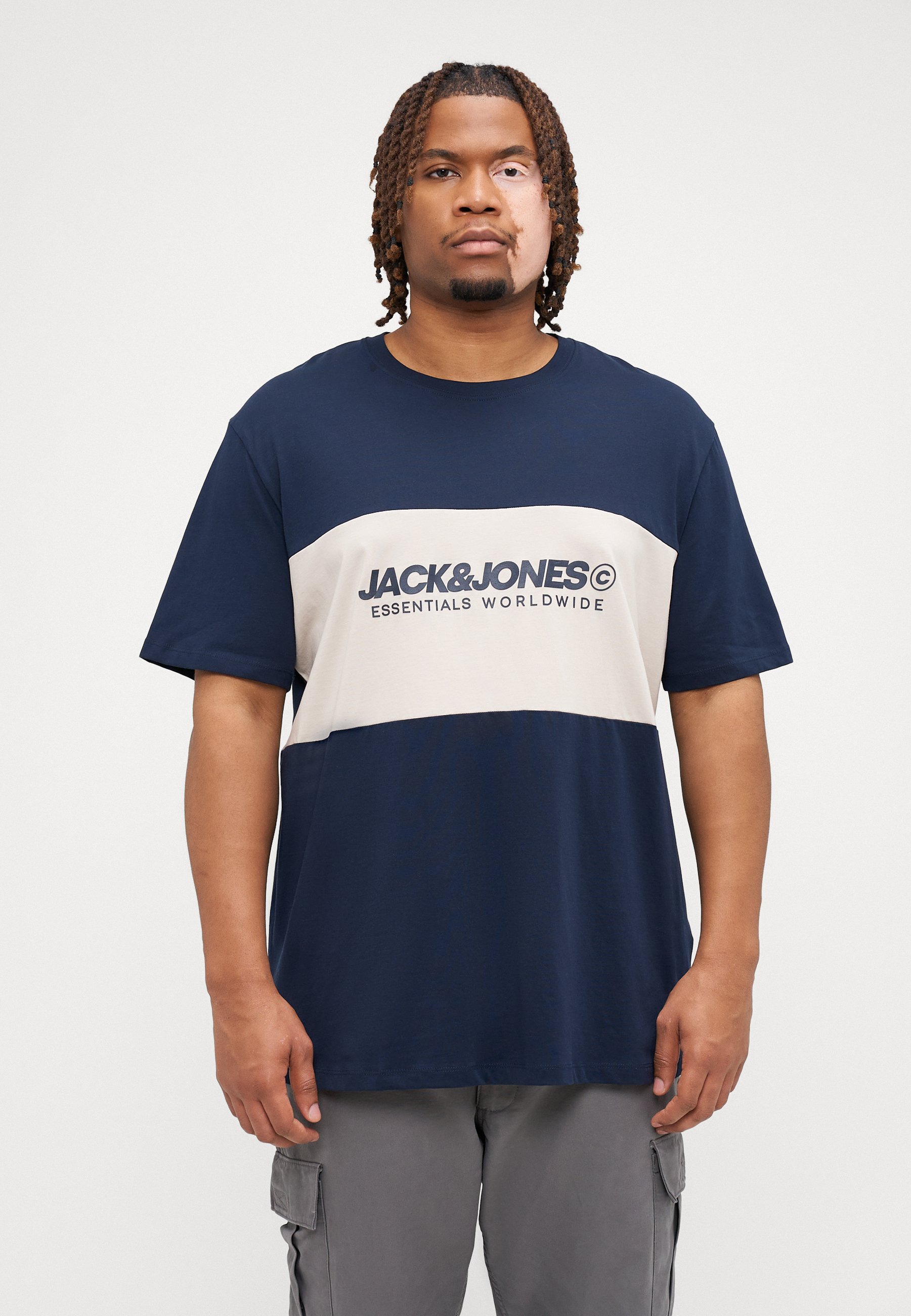 Jack & Jones BLOCKING KURZARM - T-shirt con stampa - storm/verde