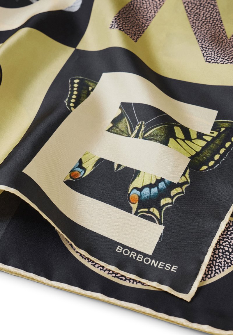Borbonese Foulard zenzero nero op naturale/giallo chiaro