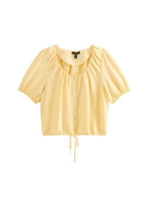 New Look, LIGHT YELLOW BUTTON DRAWSTRING BUBBLE HEM BLOUSE - Camicetta - pale yellow