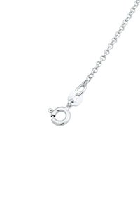 Collana d'argento con chiusura rotonda. La catena presenta piccoli anelli, con chiusura a toggles. Finitura lucida, texture liscia e design semplice.