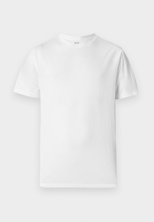 White short-sleeve t-shirt made of soft cotton. Features a round neckline and a straight hem with minimal detailing.