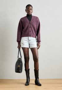 Scotch & Soda FUZZY RELAXED CARDIGAN - Ζακέτα - berry melange