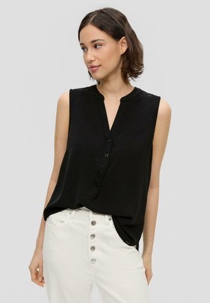 ÄRMELLOSE CRÊPE - Blouse - schwarz