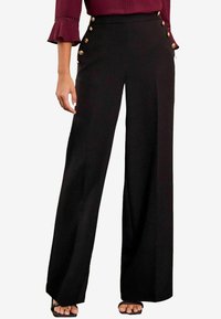 Love & Roses MILITARY BUTTON WIDE TAILORED - Auduma bikses - black