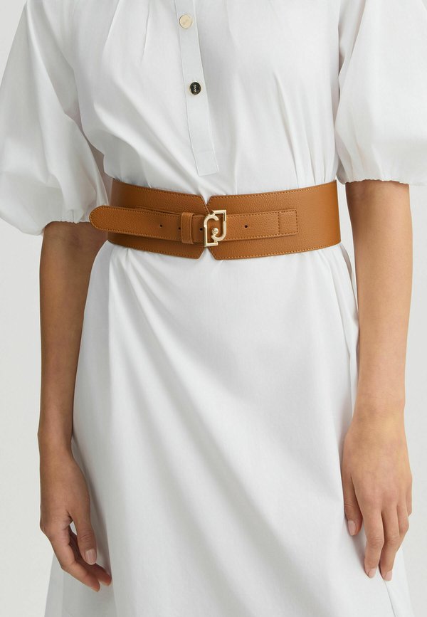 BUSTIER WITH LOGO BUCKLE - Taillengürtel - cognac