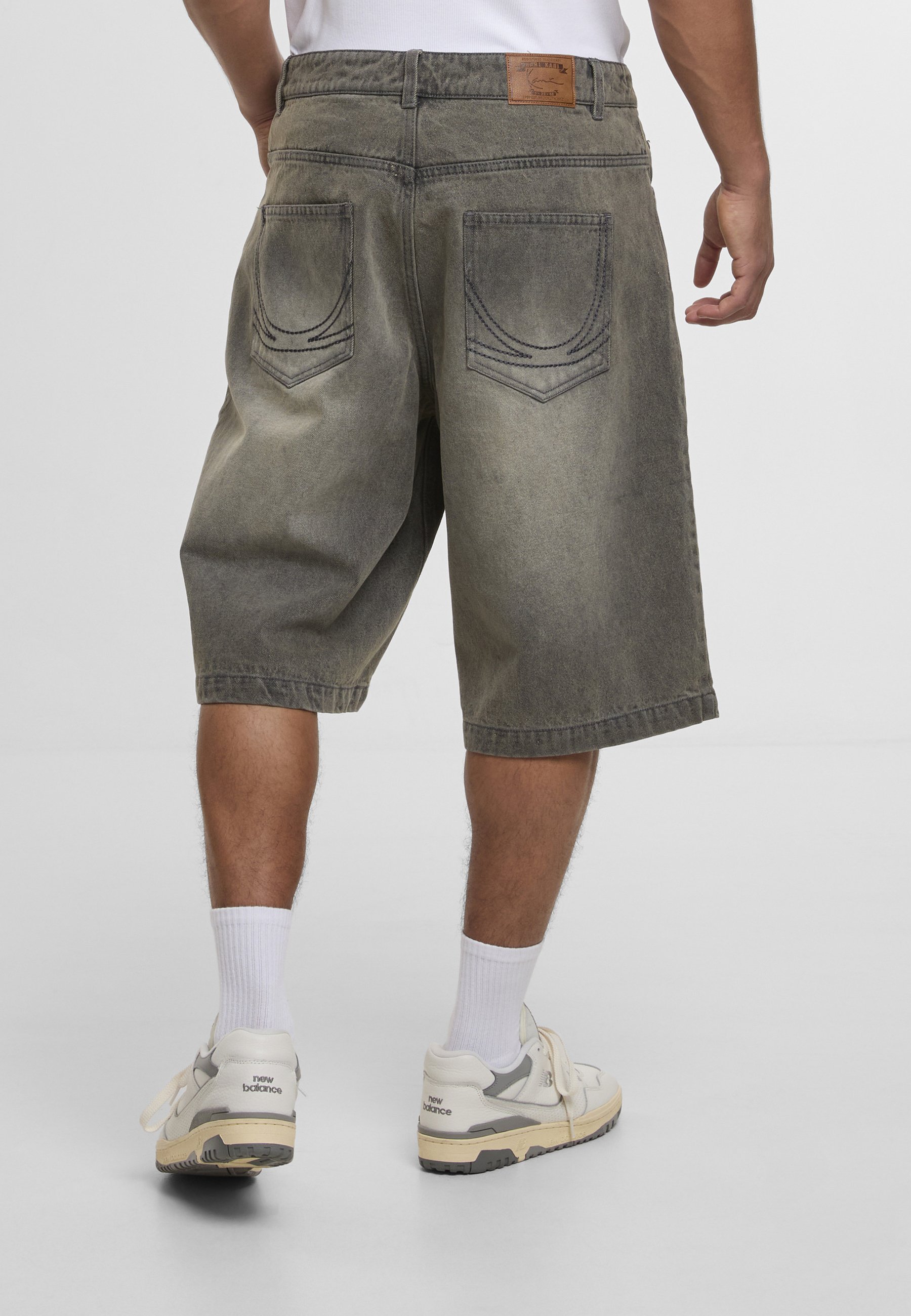 パンツ 1990s Karl Kani baggy denim shorts Karl Kani BAGGY - Denim shorts - dark grey brown/grey denim