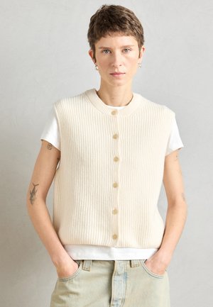 VEST SLEEVELESS ROUND NECK - Γιλέκο - raw cream