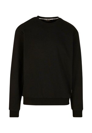 Zwarte sweatshirt van katoen, met een ronde hals, lange mouwen, ribgebreide manchet en een rechte zoom. Geen zichtbare patronen of hardware.