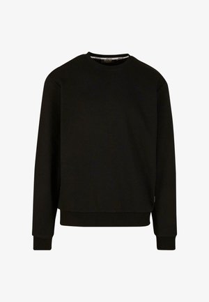 Sort sweatshirt lavet af bomuld, med rund hals, lange ærmer, ribbede manchetter og lige kant. Ingen synlige mønstre eller metaldele.