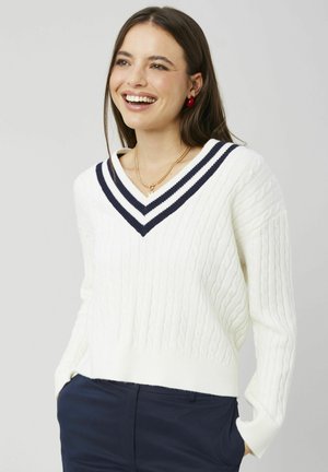 PULL COL V - Pullover - blanc écru