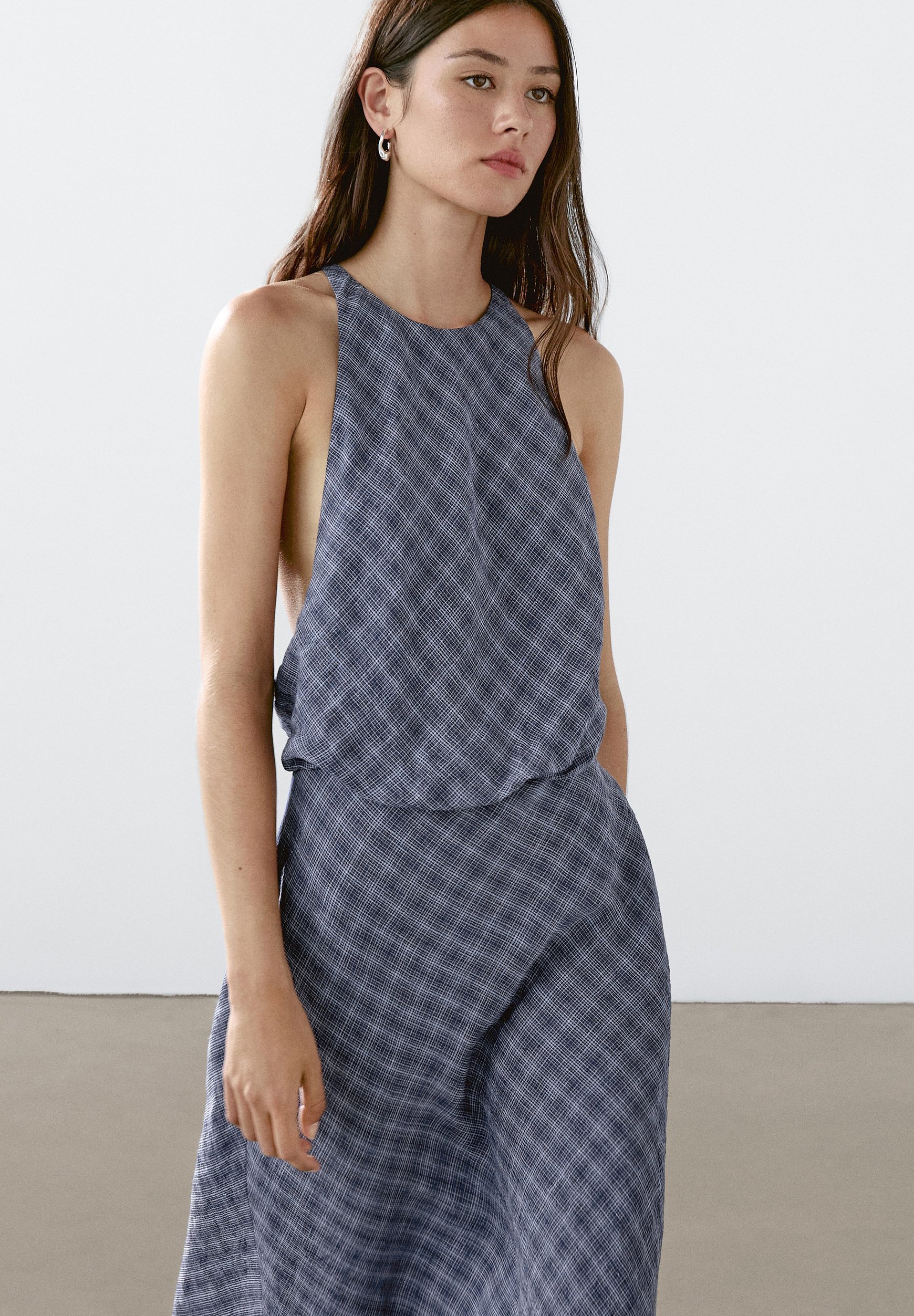 【Massimo Dutti】Long checked dress with back detail Massimo Dutti CHECKERED WITH BACK DETAIL - Maxi dress - dark